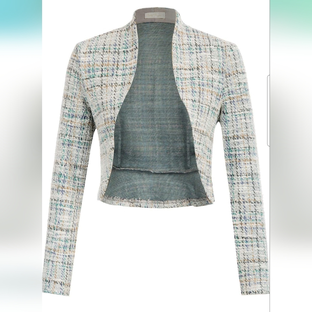 Elegant Tweed Open-Front Blazer